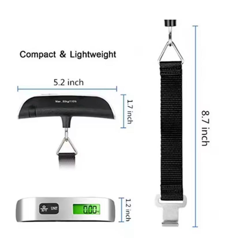 Portable scale Digital LCD Display 110lb/50kg electronic luggage hanging  suitcase weight balance tools